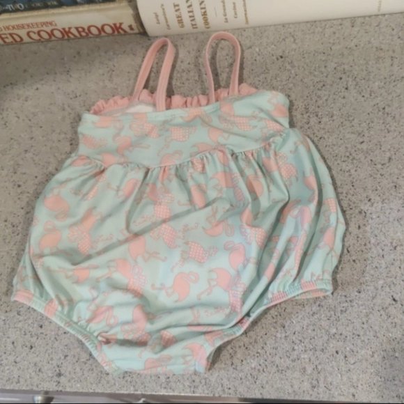 Swimsuit girls 6 to 9 months infant flamingos sea foam Lilly Pulitzer baby swim - Picture 3 of 7